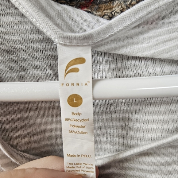 Fornia women's large short sleeve gray and white stripe tee - Picture 2 of 5